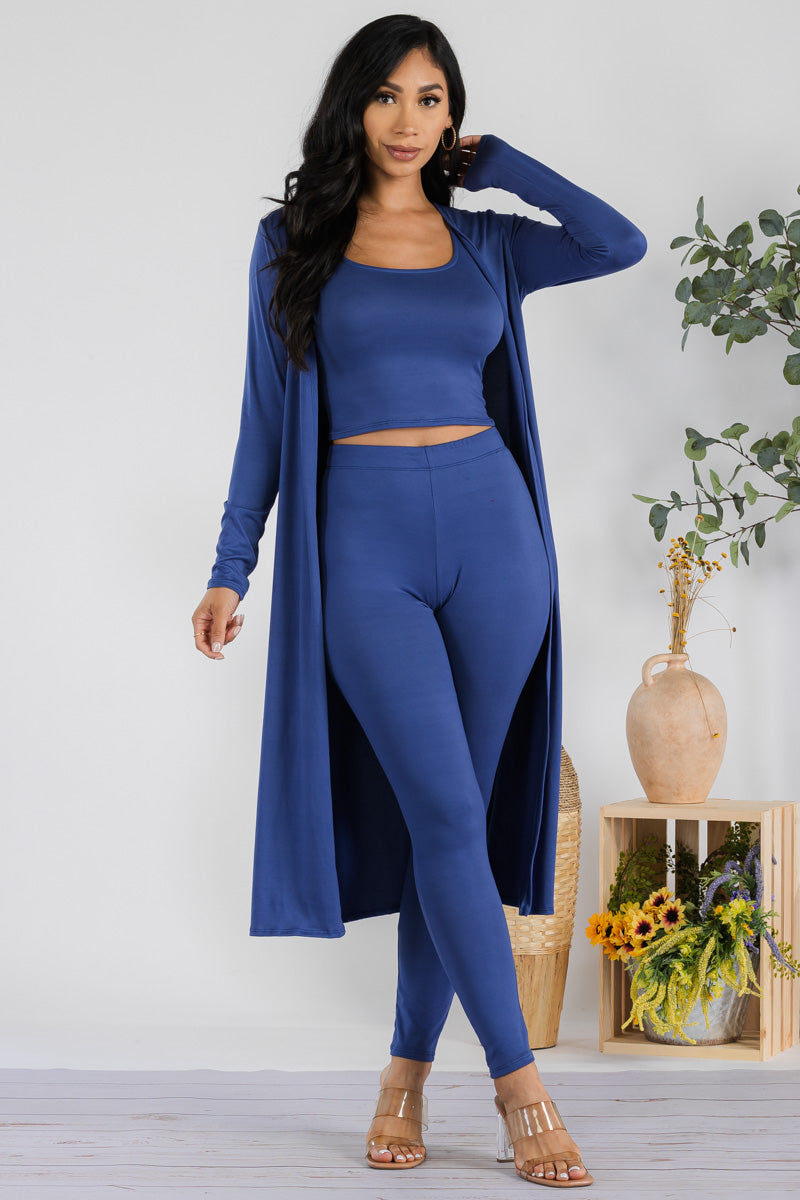 HH624R1-SOLID - 3 PC PANT AND DUSTER SET