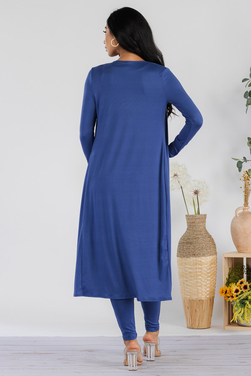 HH624X-SOLID - 3 PC PANT AND DUSTER SET