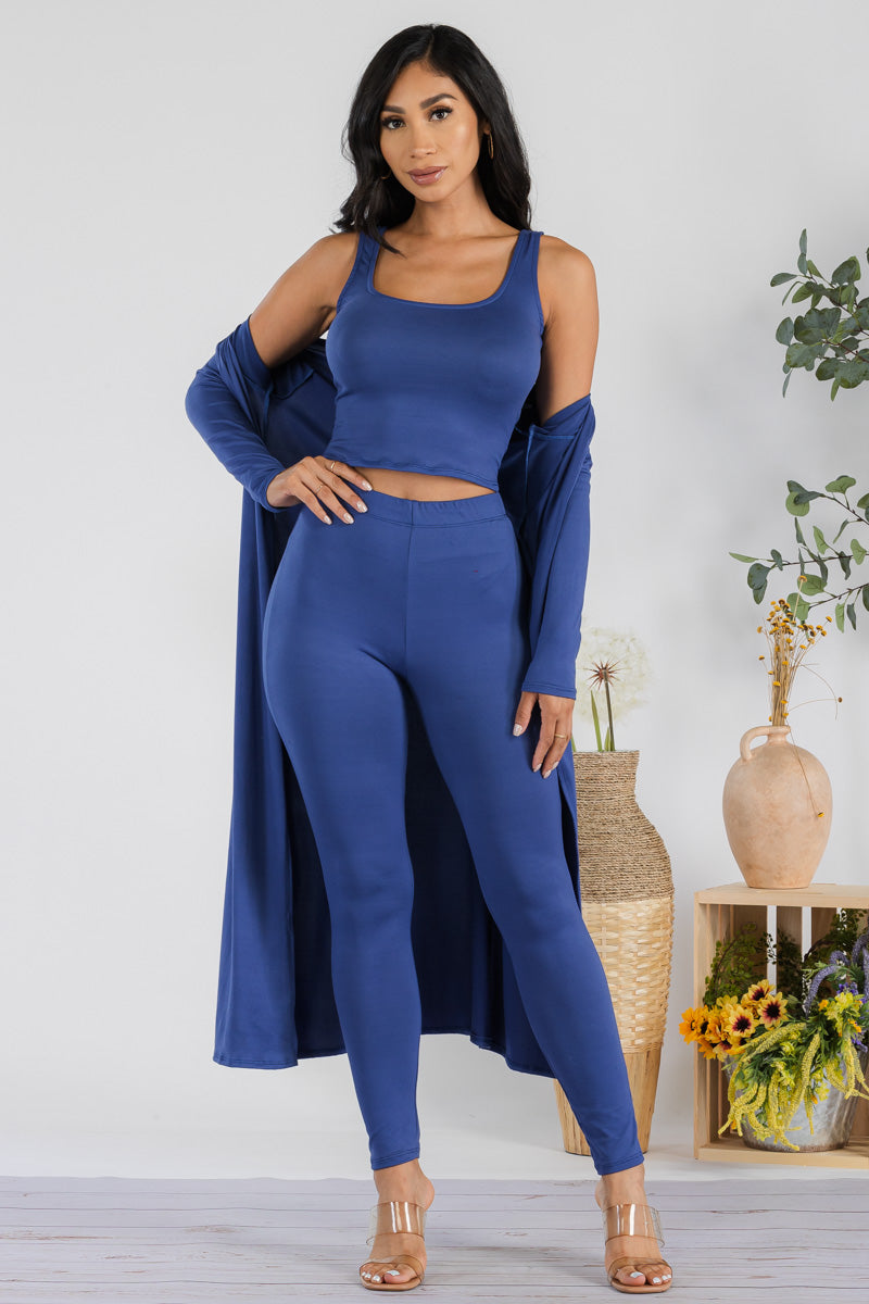HH624X-SOLID - 3 PC PANT AND DUSTER SET