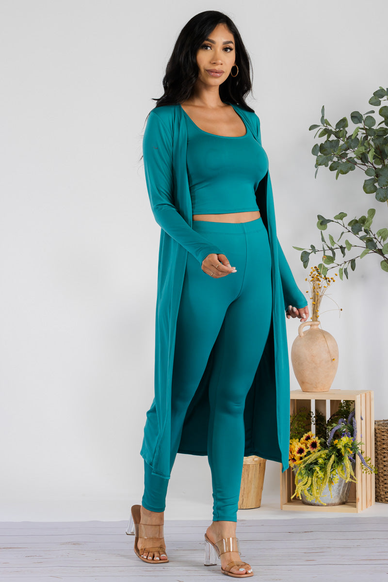 HH624X-SOLID - 3 PC PANT AND DUSTER SET
