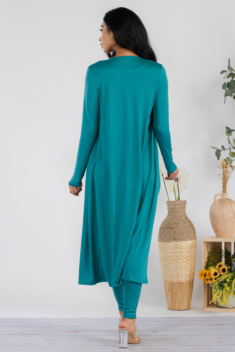 HH624X-SOLID - 3 PC PANT AND DUSTER SET