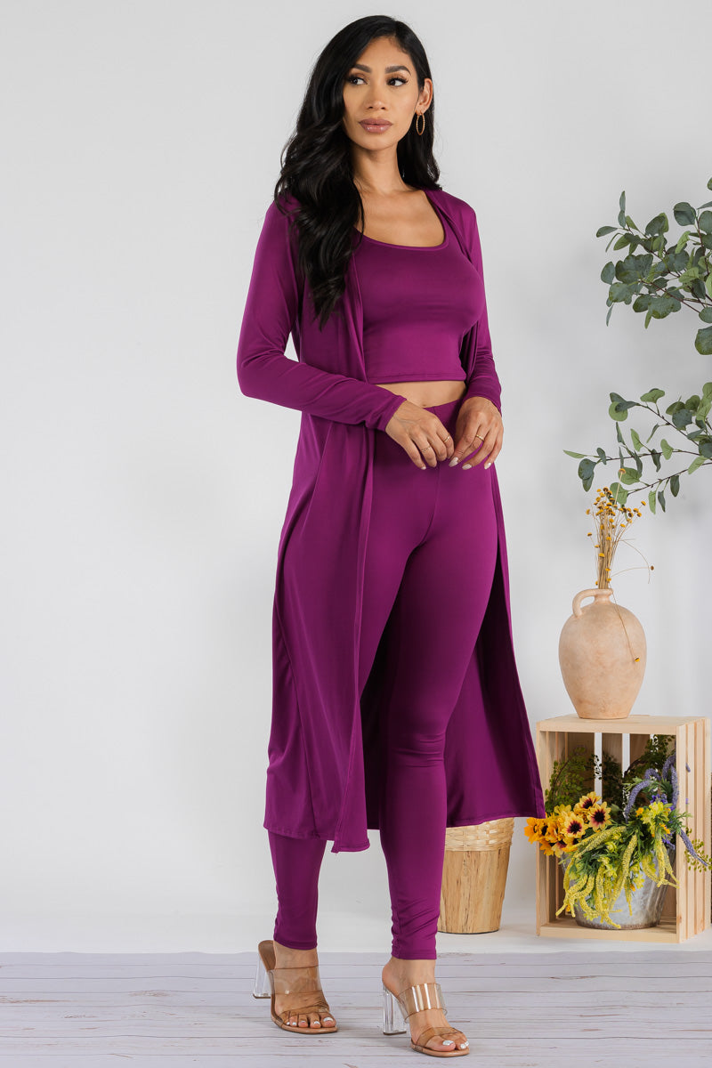HH624X-SOLID - 3 PC PANT AND DUSTER SET