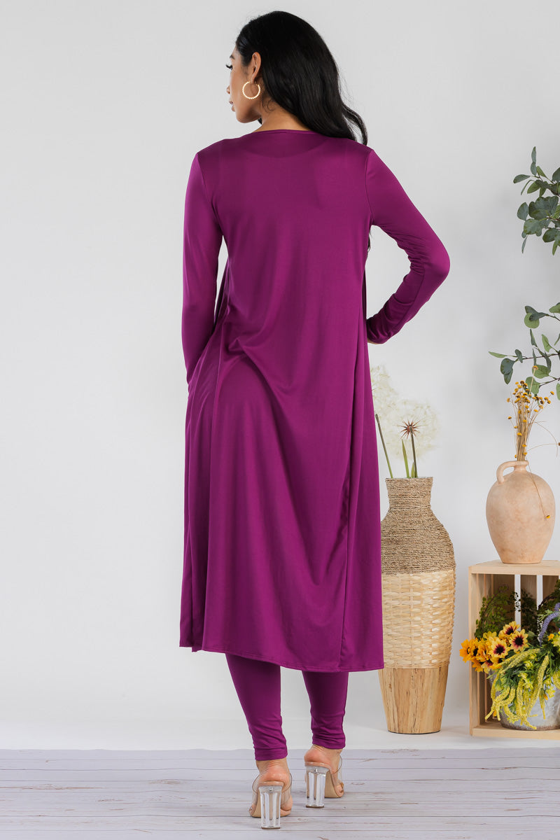 HH624X-SOLID - 3 PC PANT AND DUSTER SET