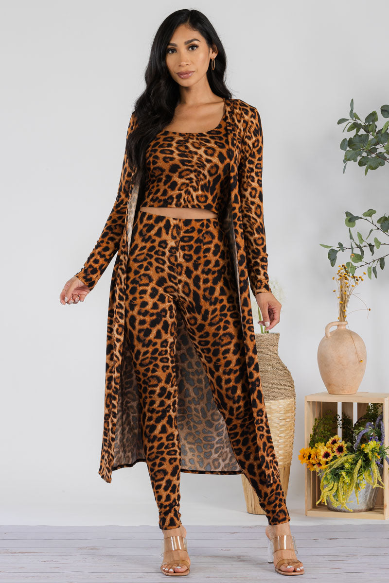 HH624R1-LEOPARD - 3 PC PANT AND DUSTER SET