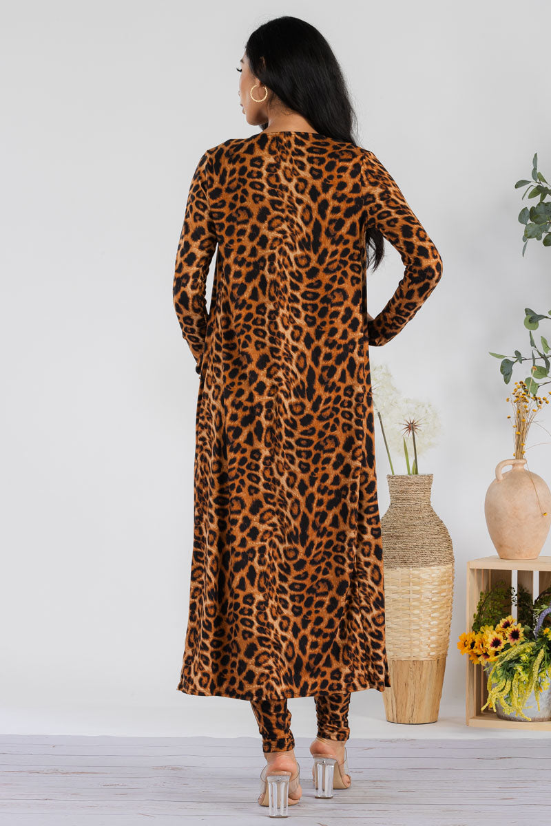 HH624R1-LEOPARD - 3 PC PANT AND DUSTER SET