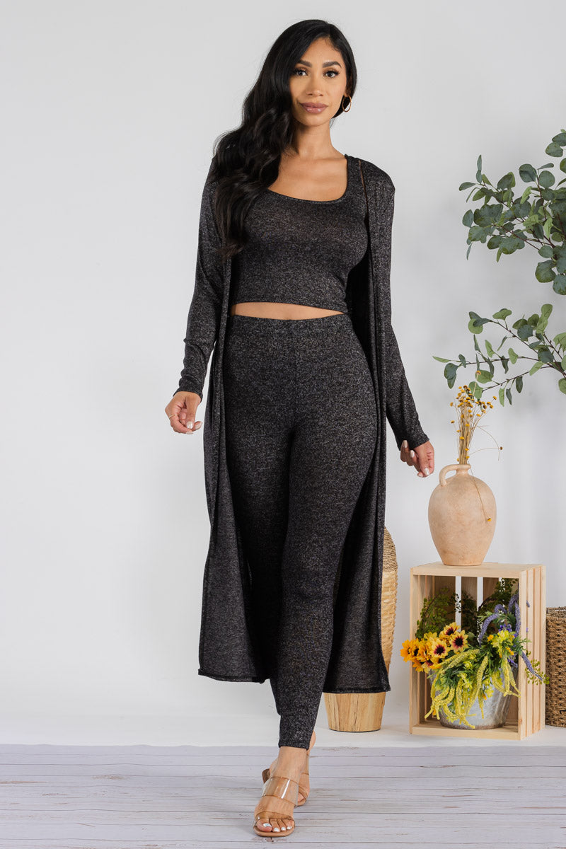 HH624R1-HEATHER - 3 PC PANT AND DUSTER SET