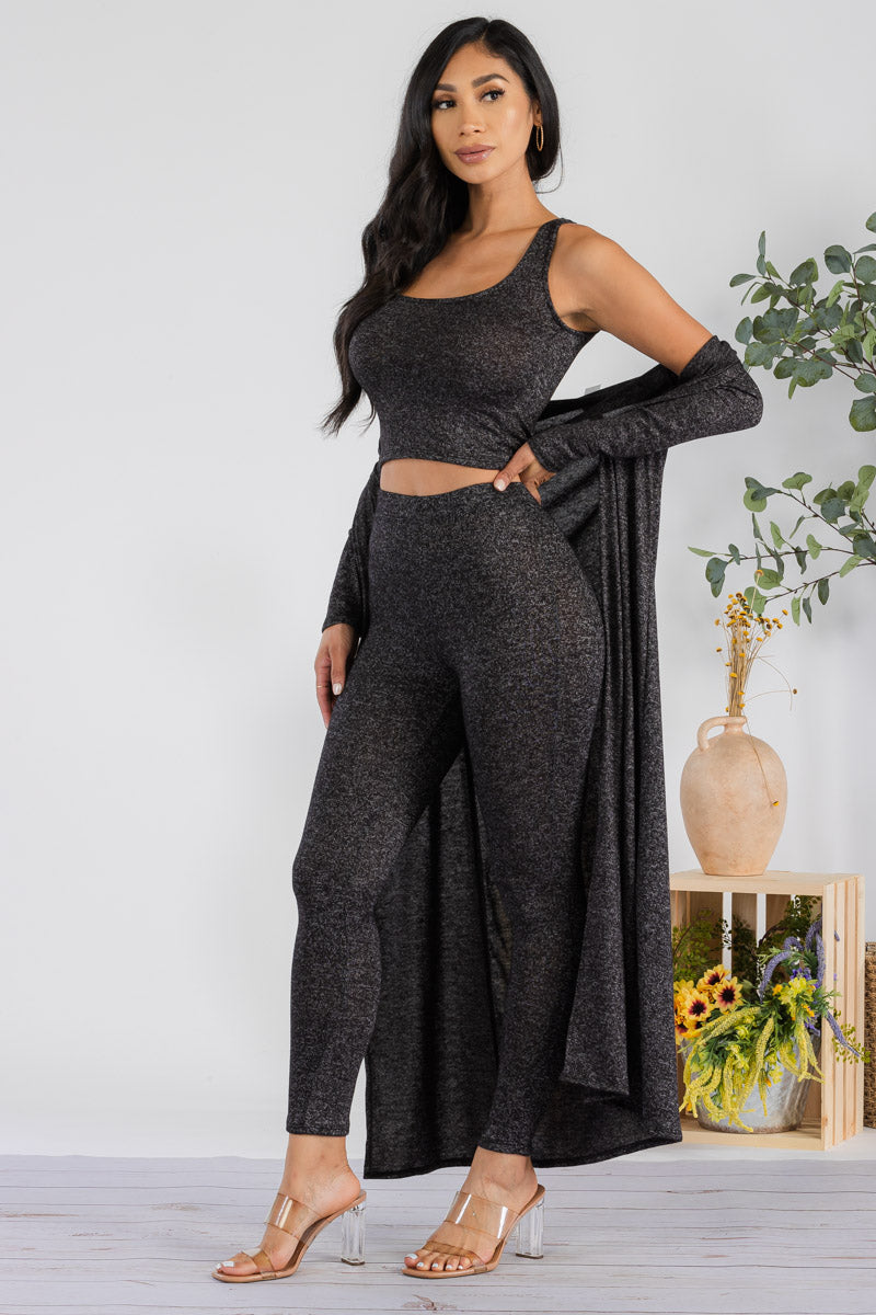 HH624R1-HEATHER - 3 PC PANT AND DUSTER SET