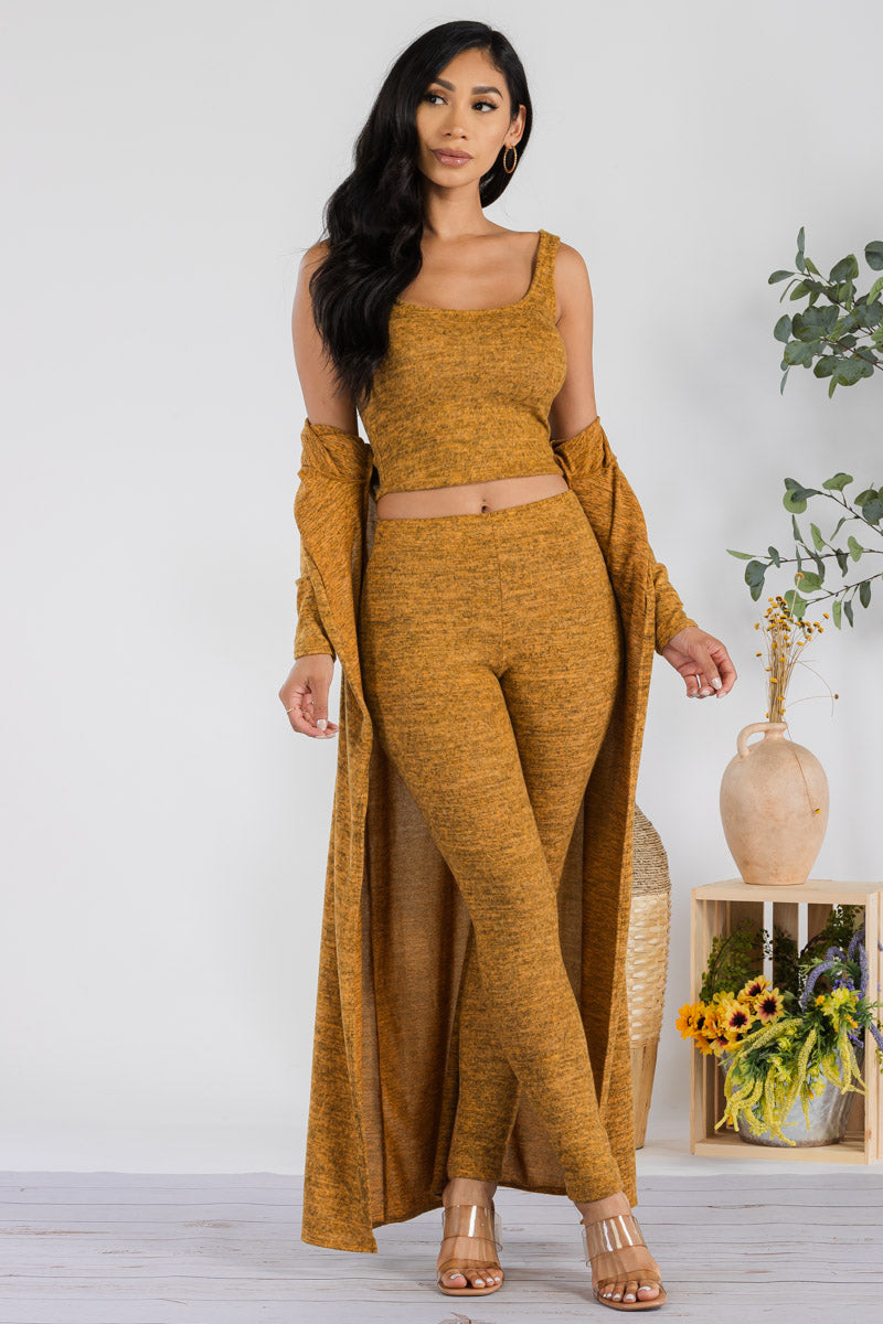 HH624R1-HEATHER - 3 PC PANT AND DUSTER SET