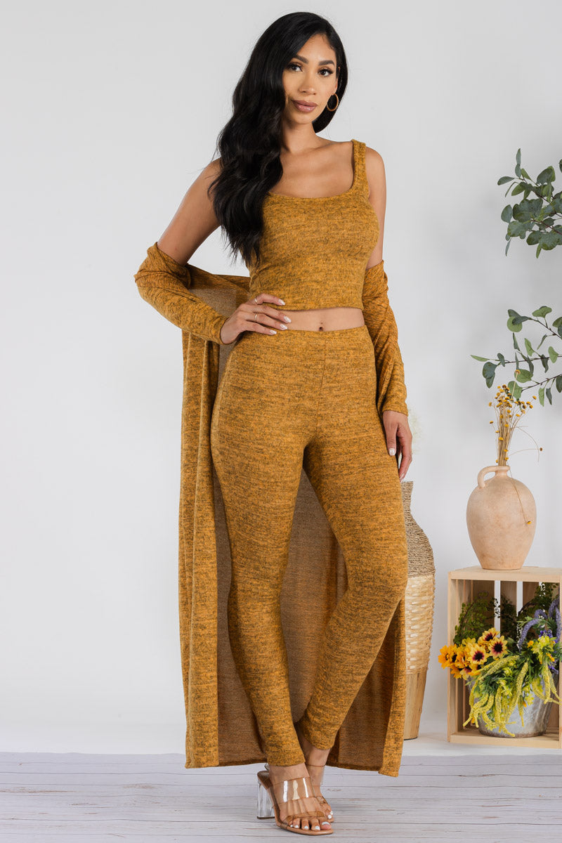 HH624R1-HEATHER - 3 PC PANT AND DUSTER SET