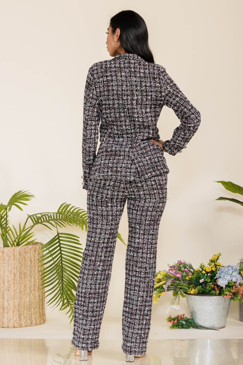 HH748R-SOLID - 2PC BLAZER AND PANT SET