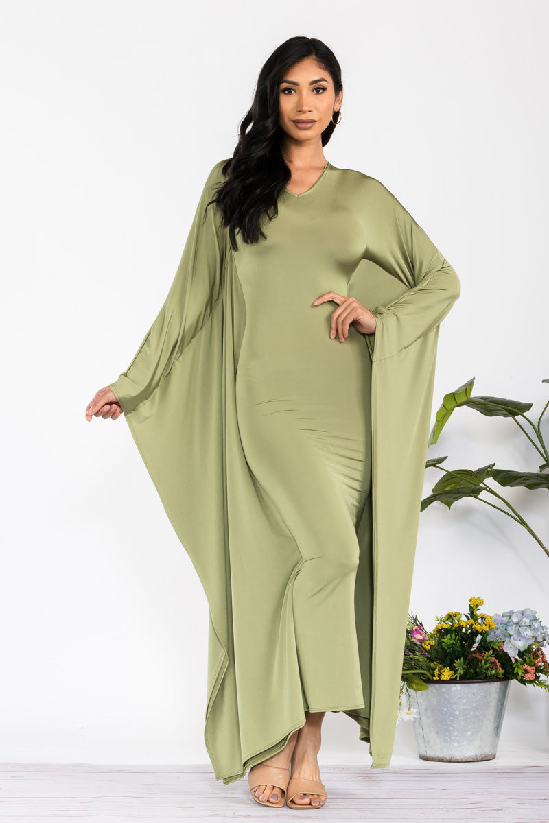 Long sleeve drape hot sale maxi dress