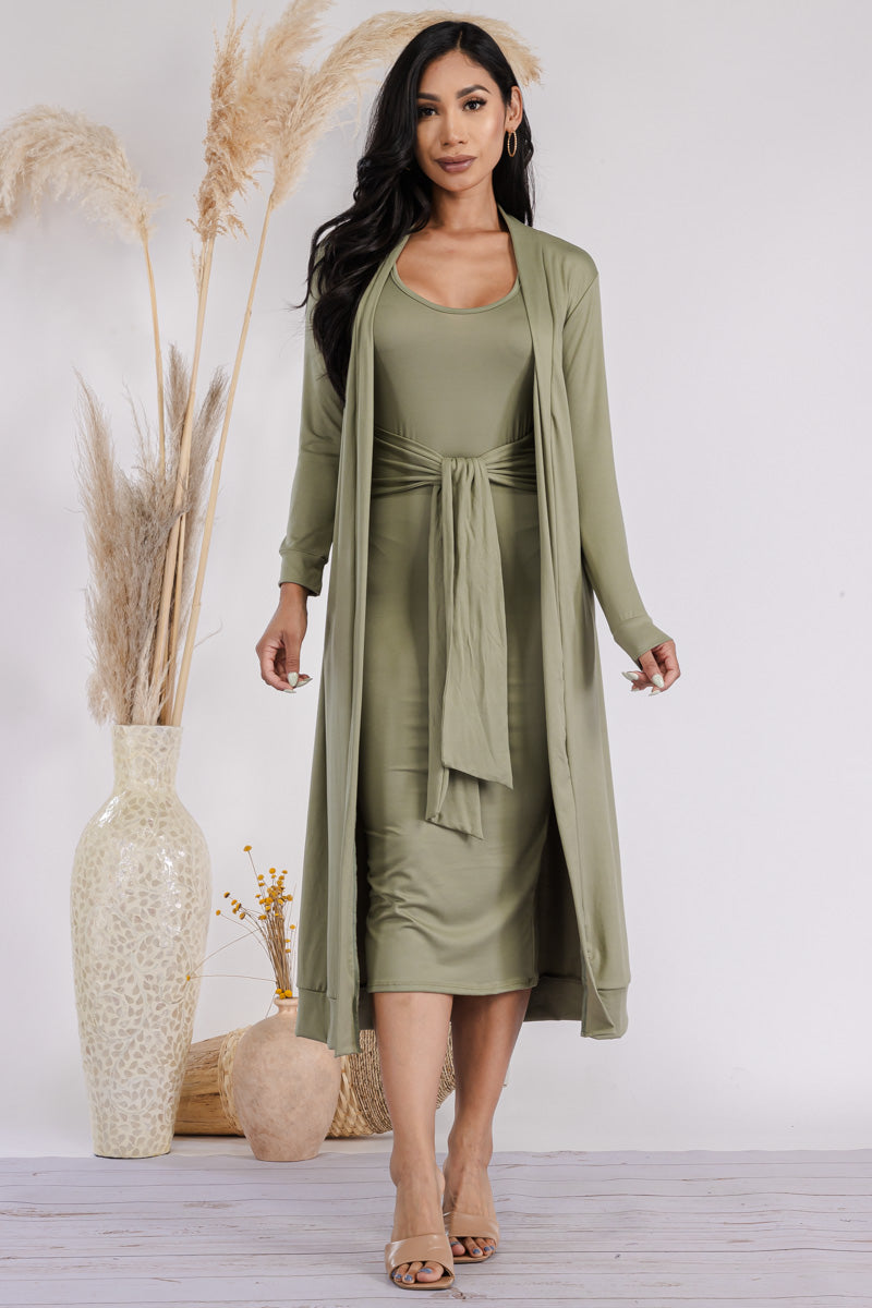 HH657X-SL-NEW - 2PC CARDIGAN AND DRESS SET
