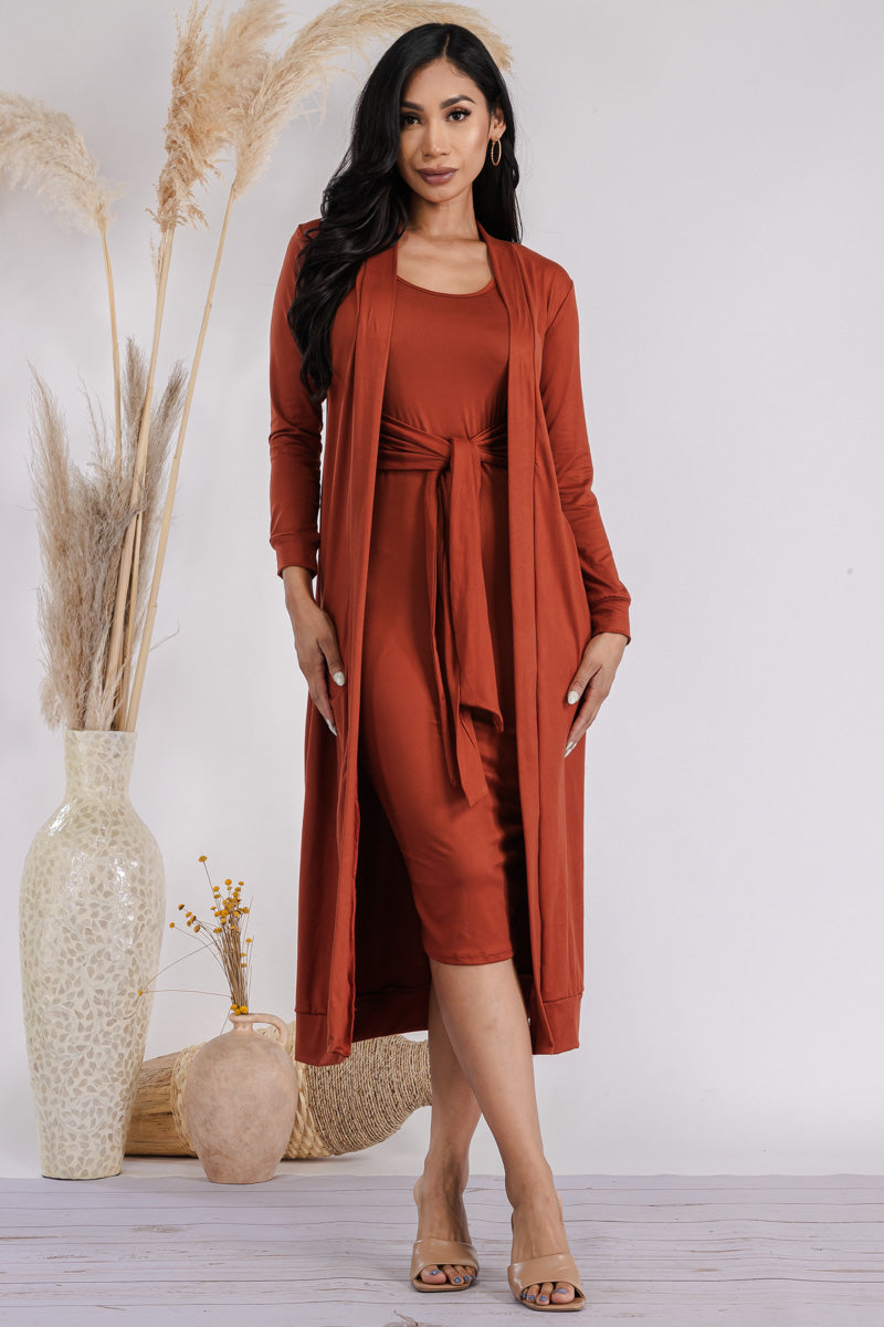 HH657R-SL - CONJUNTO DE VESTIDO Y CÁRDIGAN DE 2 PIEZAS