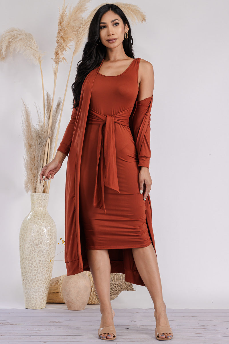 HH657X-SL-NEW - 2PC CARDIGAN AND DRESS SET