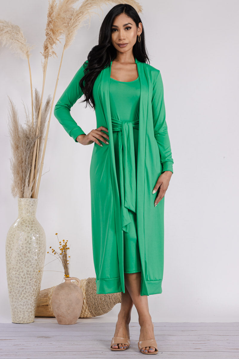 HH657X-SL-NEW - 2PC CARDIGAN AND DRESS SET
