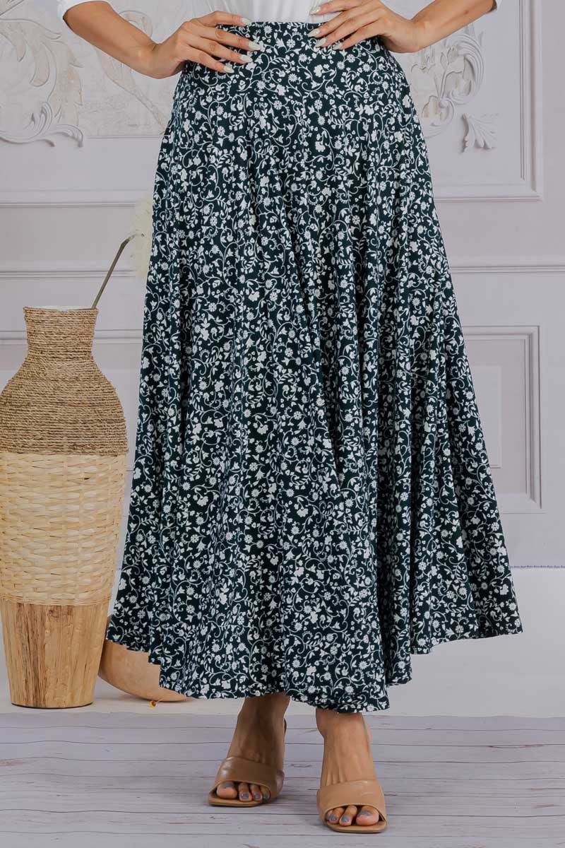 HH736R-FLORAL - 2 PC TOP AND SKIRT