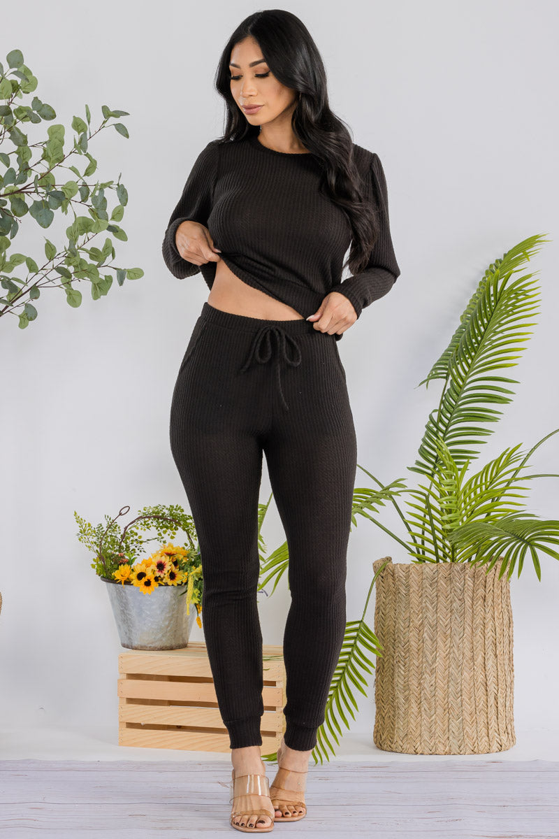HH668X-SOLID - 2 PC Top and Jogger Set