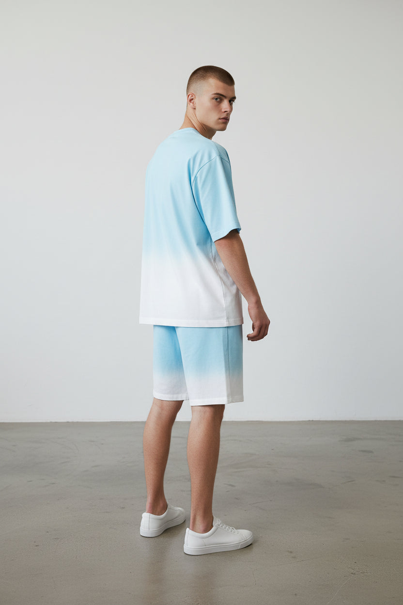 2541X Plus Size Unisex Gradient Lounge Set - T-Shirt & Shorts