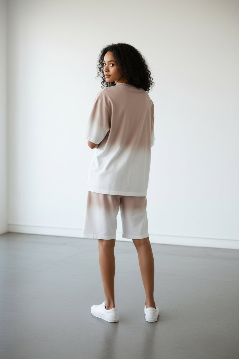 2541X Plus Size Unisex Gradient Lounge Set - T-Shirt & Shorts