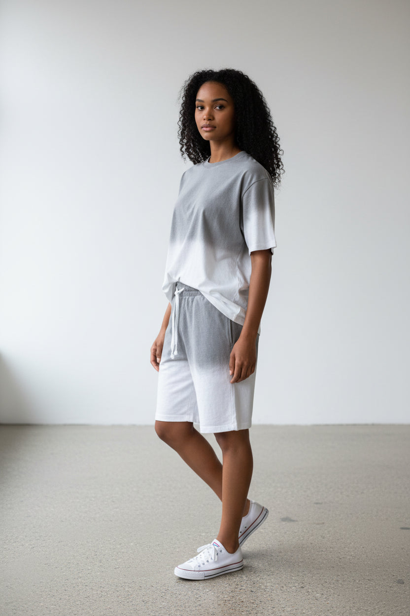 2541X Plus Size Unisex Gradient Lounge Set - T-Shirt & Shorts