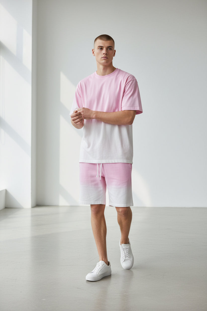 2541X Plus Size Unisex Gradient Lounge Set - T-Shirt & Shorts