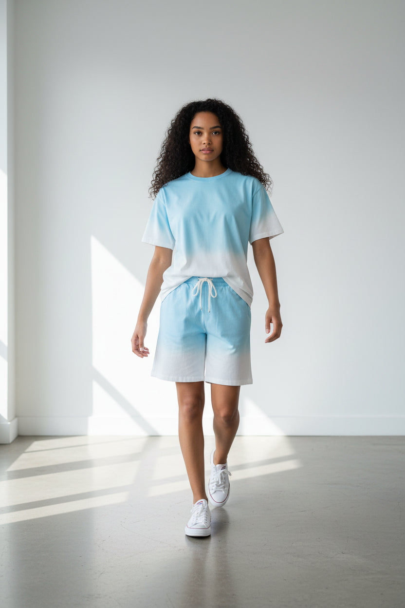 2541X Plus Size Unisex Gradient Lounge Set - T-Shirt & Shorts