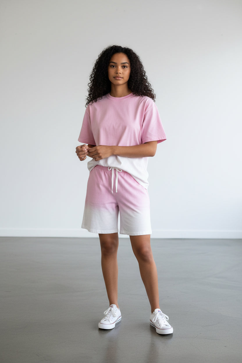 2541X Plus Size Unisex Gradient Lounge Set - T-Shirt & Shorts