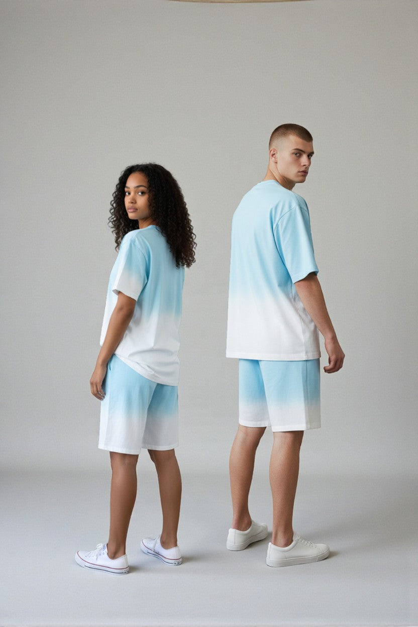 2541X Plus Size Unisex Gradient Lounge Set - T-Shirt & Shorts