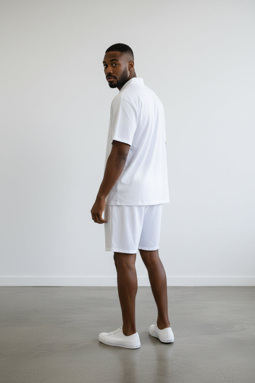 2542-X Plus Size Men's Short Sleeve Shirt & Shorts Set