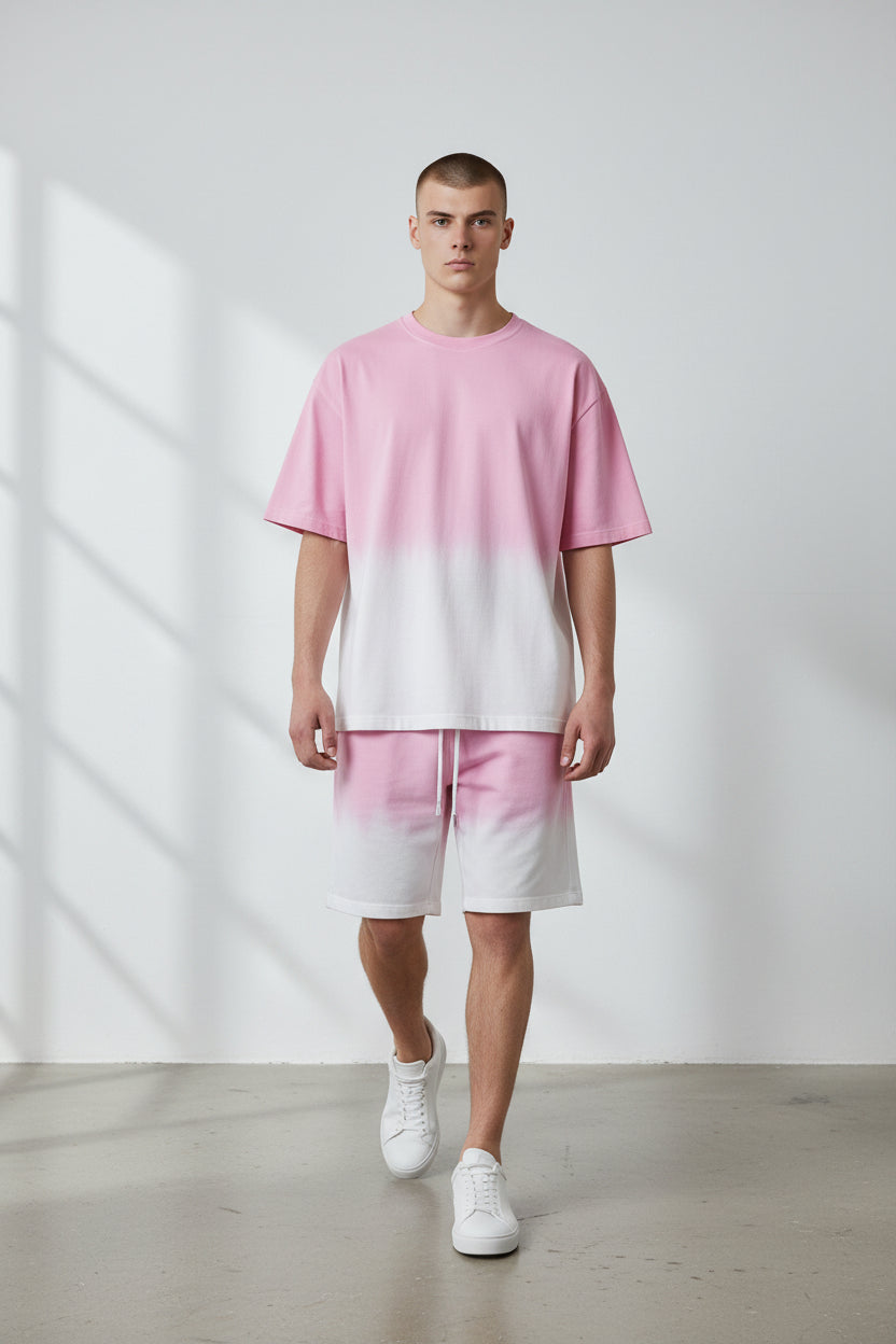 2541X Plus Size Unisex Gradient Lounge Set - T-Shirt & Shorts