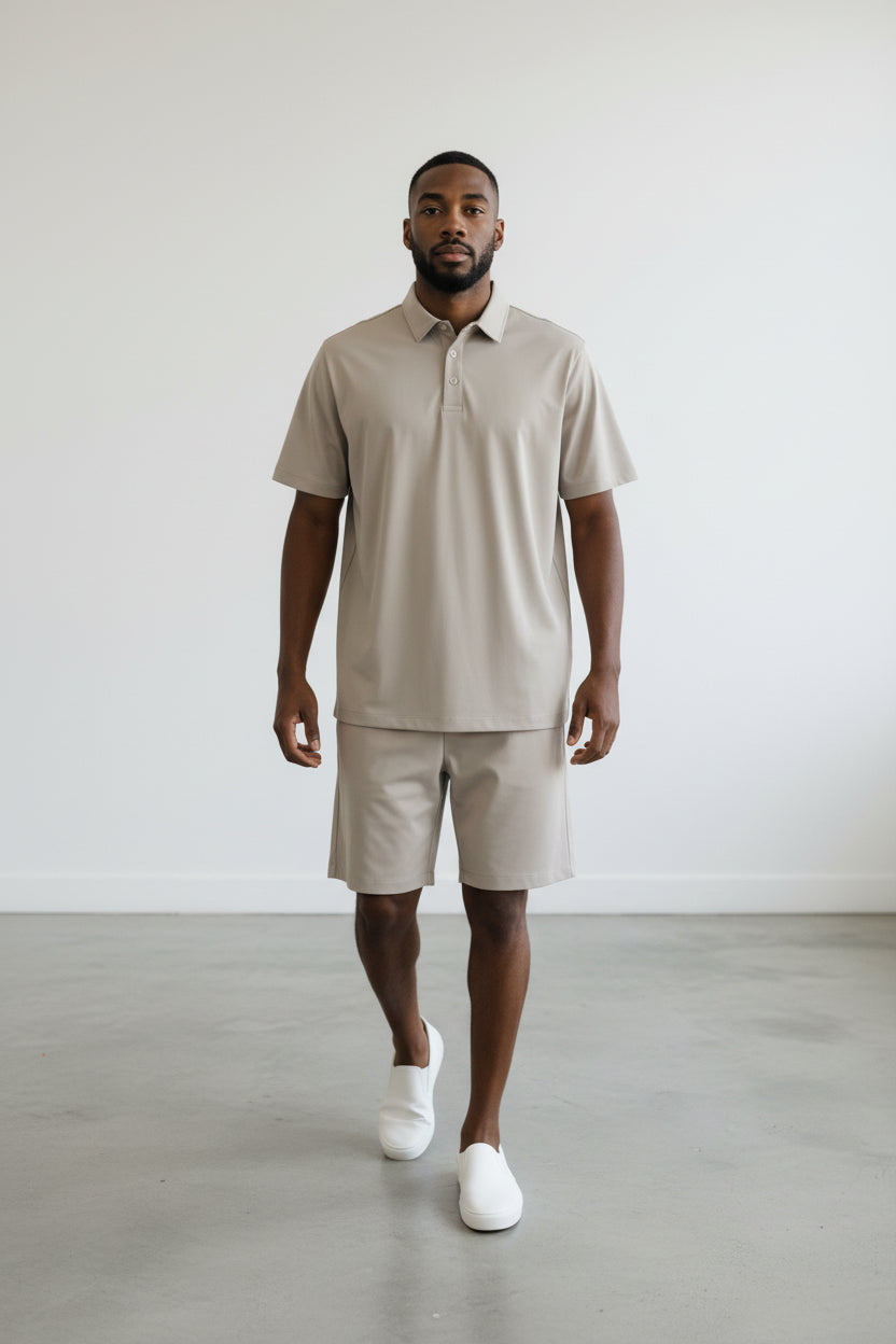 2551-X Plus Size Men's Polo Shirt & Shorts Set