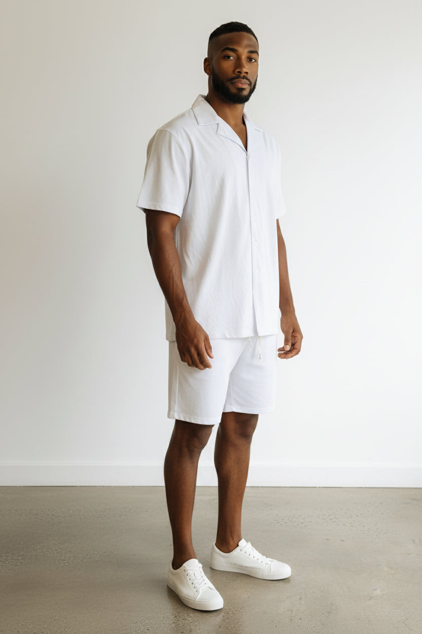 2542-X Plus Size Men's Short Sleeve Shirt & Shorts Set