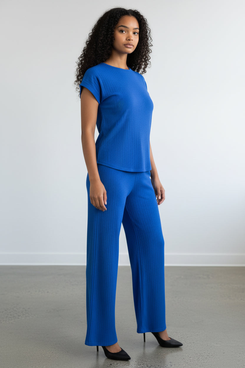 S25651-R Ribbed Relaxed Two Piece Set