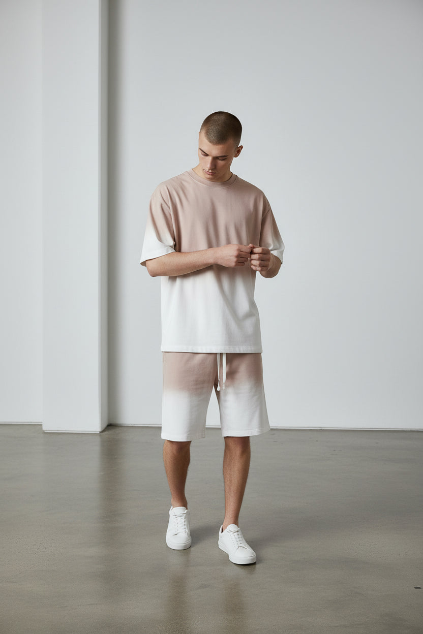 2541X Plus Size Unisex Gradient Lounge Set - T-Shirt & Shorts