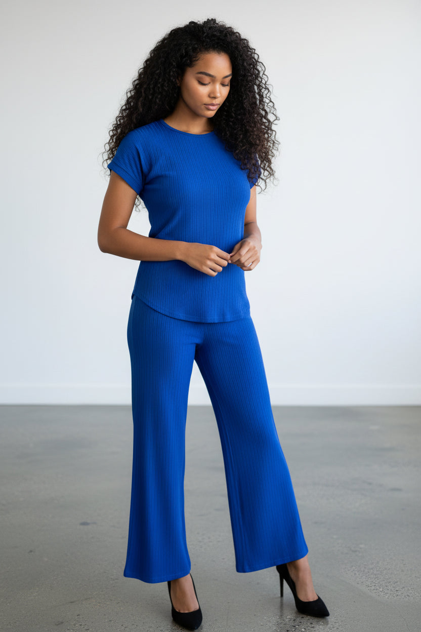 S25651-R Ribbed Relaxed Two Piece Set