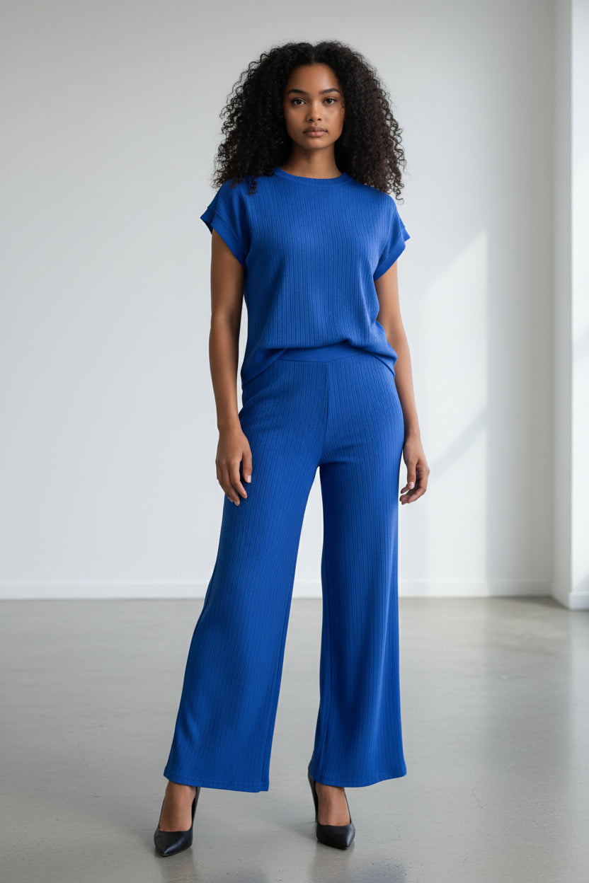 S25651-R Ribbed Relaxed Two Piece Set