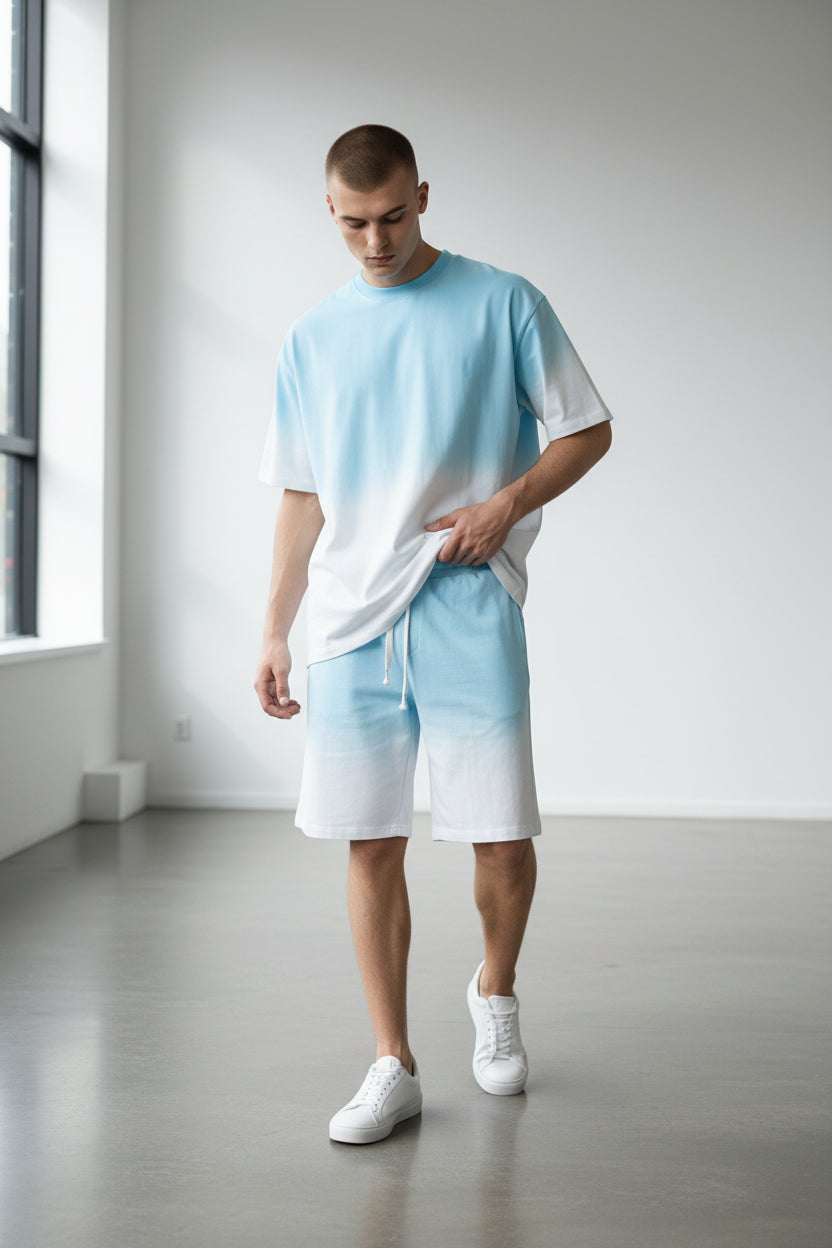 2541X Plus Size Unisex Gradient Lounge Set - T-Shirt & Shorts