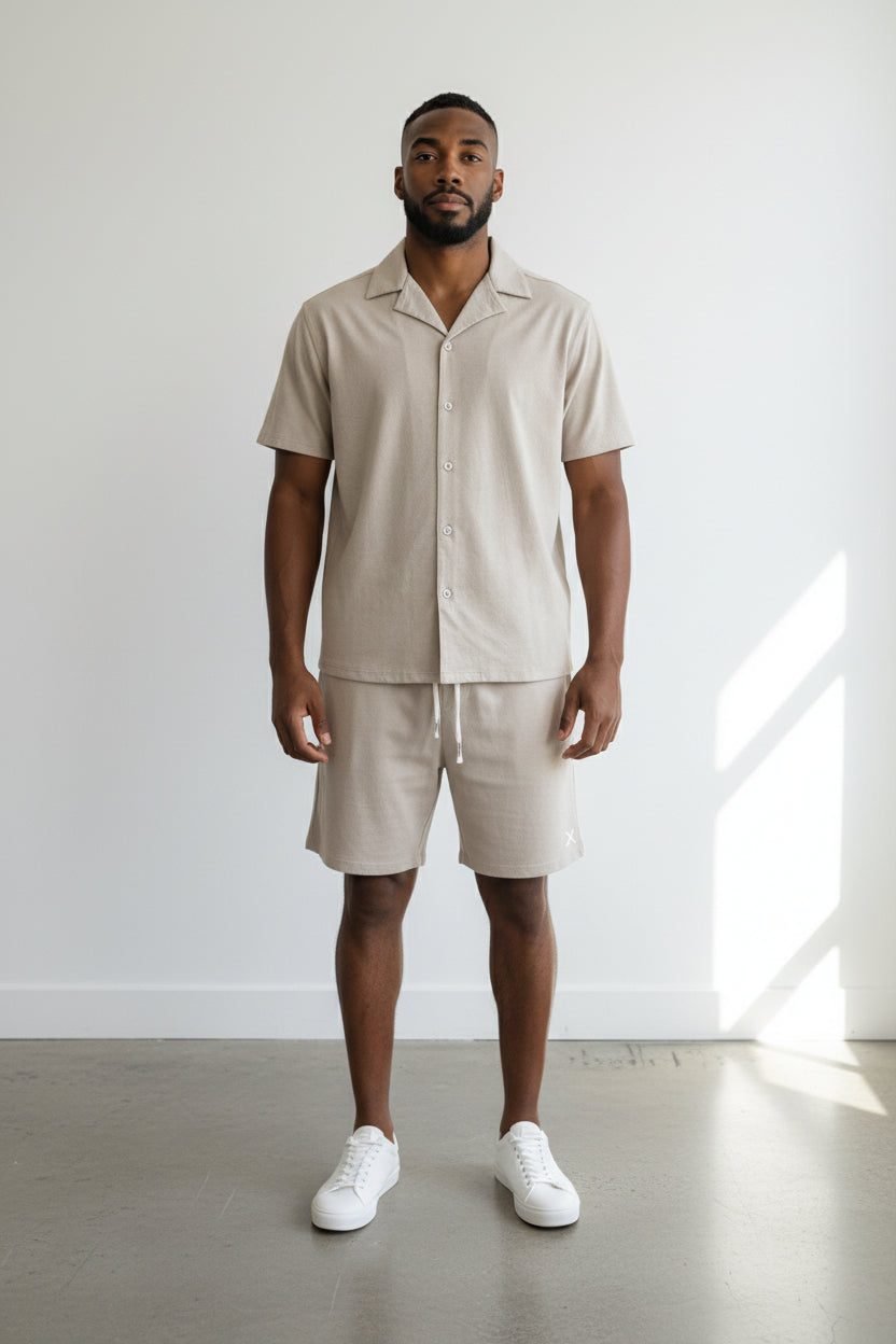 2542-X Plus Size Men's Short Sleeve Shirt & Shorts Set