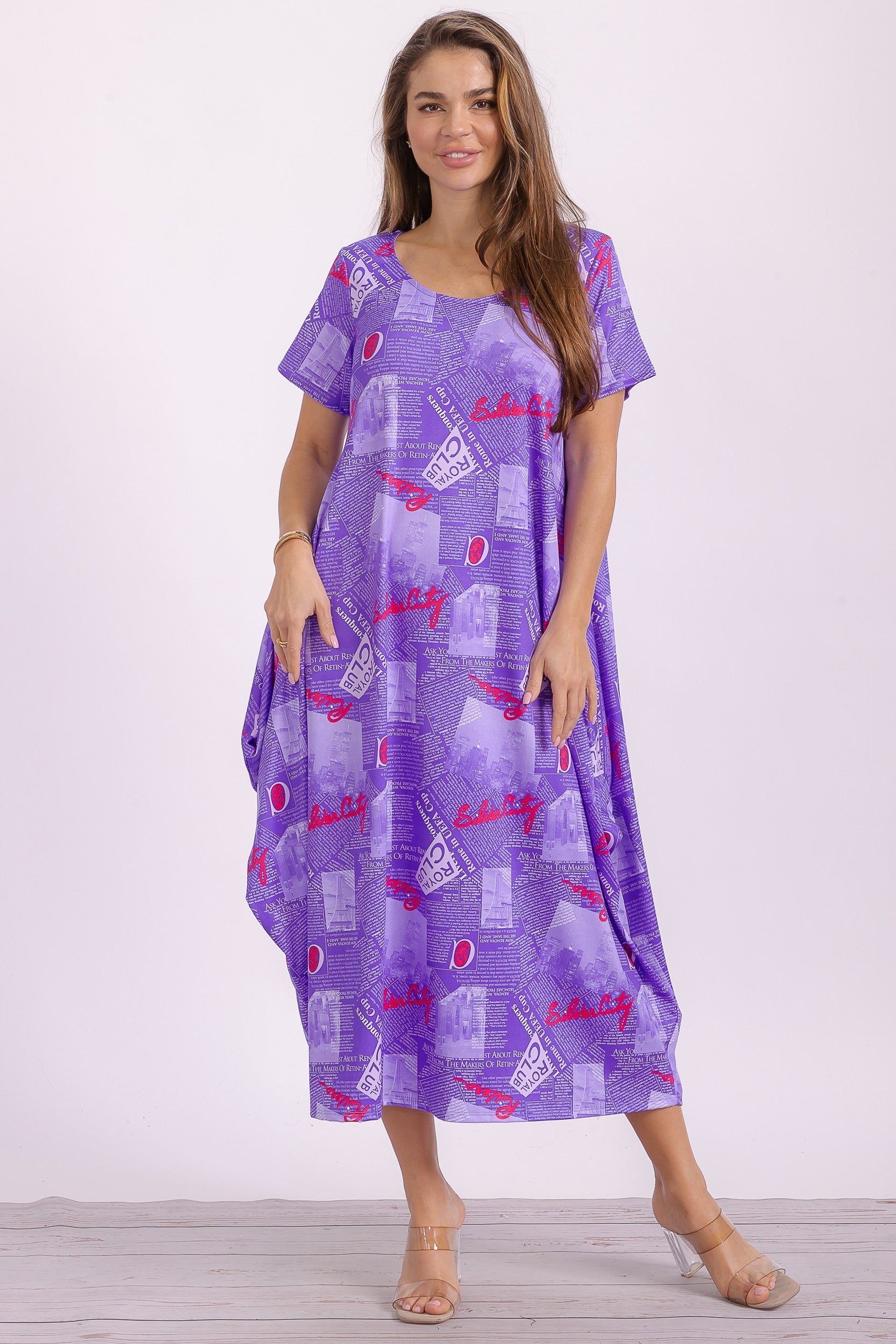 SAN151BR-P4 Print Ruffle Hem Dress