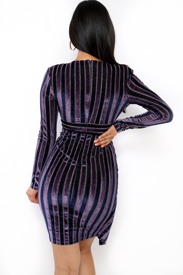 K8481 - STRIPED VELVET DRESS