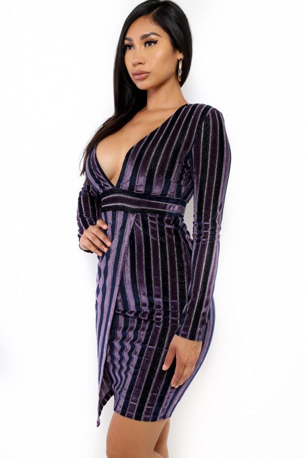 K8481 - STRIPED VELVET DRESS