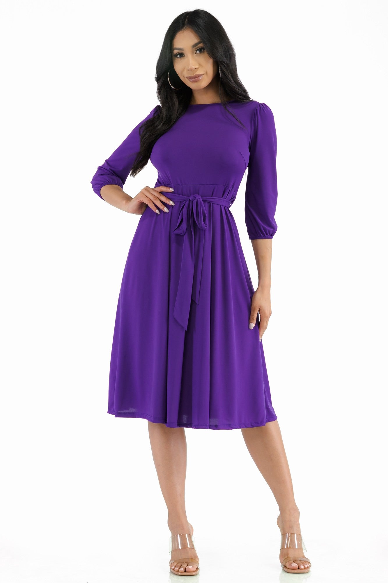 HH583X-S - SELF TIE MIDI DRESS