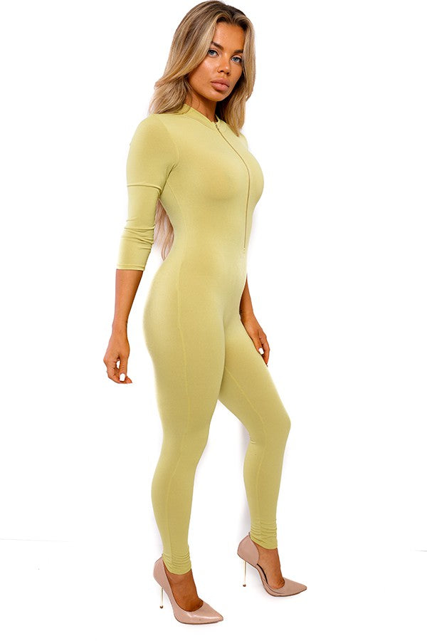 HH625R-SD-O - LONG SLEEVE BODYCON JUMPSUIT