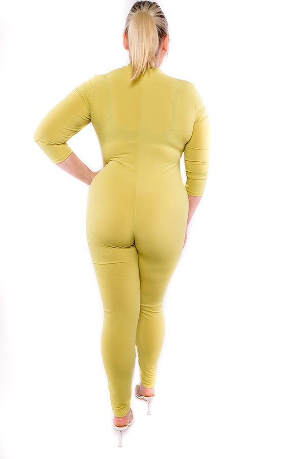 HH625X-SD-O - LONG SLEEVE BODYCON JUMPSUIT