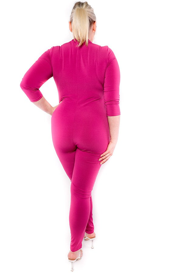 HH625X-SD-O - LONG SLEEVE BODYCON JUMPSUIT