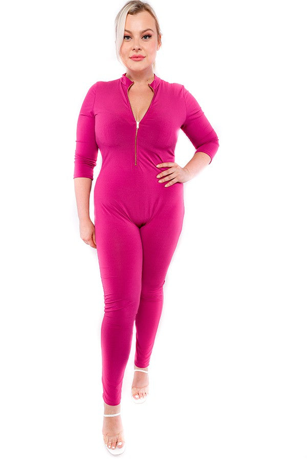 HH625X-SD-O - LONG SLEEVE BODYCON JUMPSUIT