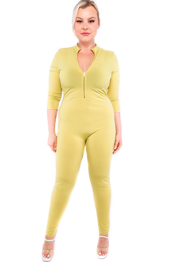 HH625X-SD-O - LONG SLEEVE BODYCON JUMPSUIT