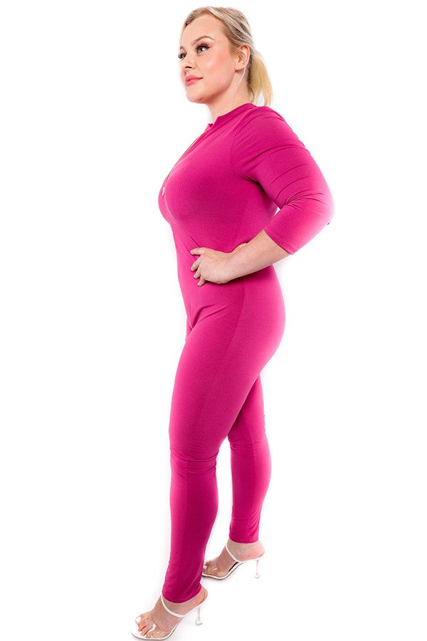 HH625X-SD-O - LONG SLEEVE BODYCON JUMPSUIT