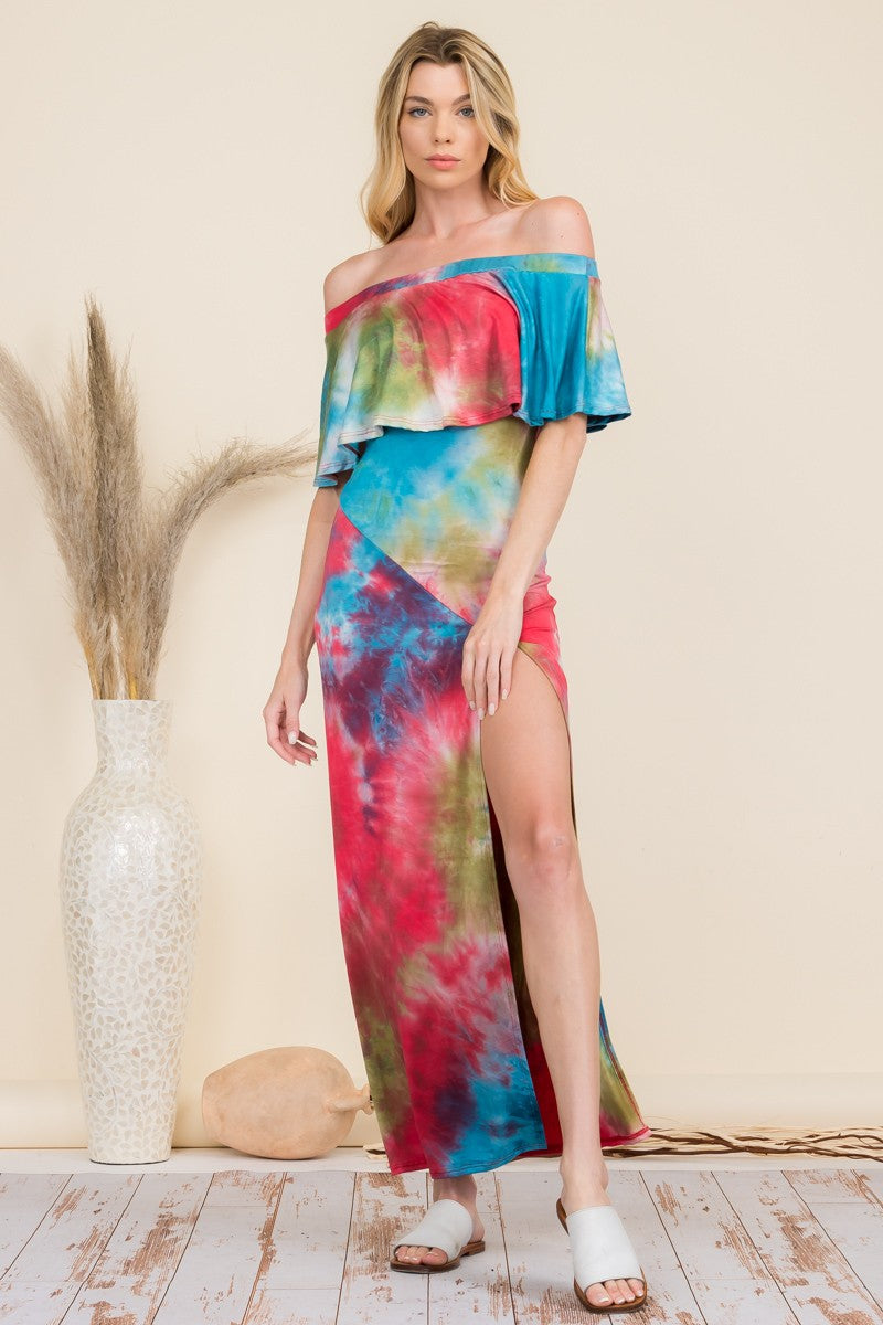 HH652R-TD - OFF SHOULDER MAXI DRESS