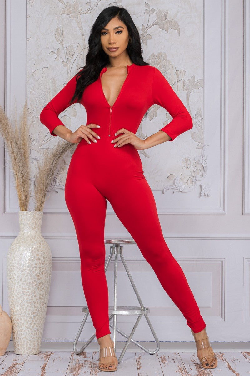 HH625R-SD - LONG SLEEVE BODYCON JUMPSUIT